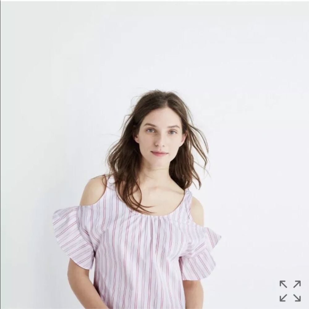 Madewell Rose Stripe Cold Shoulder Dress